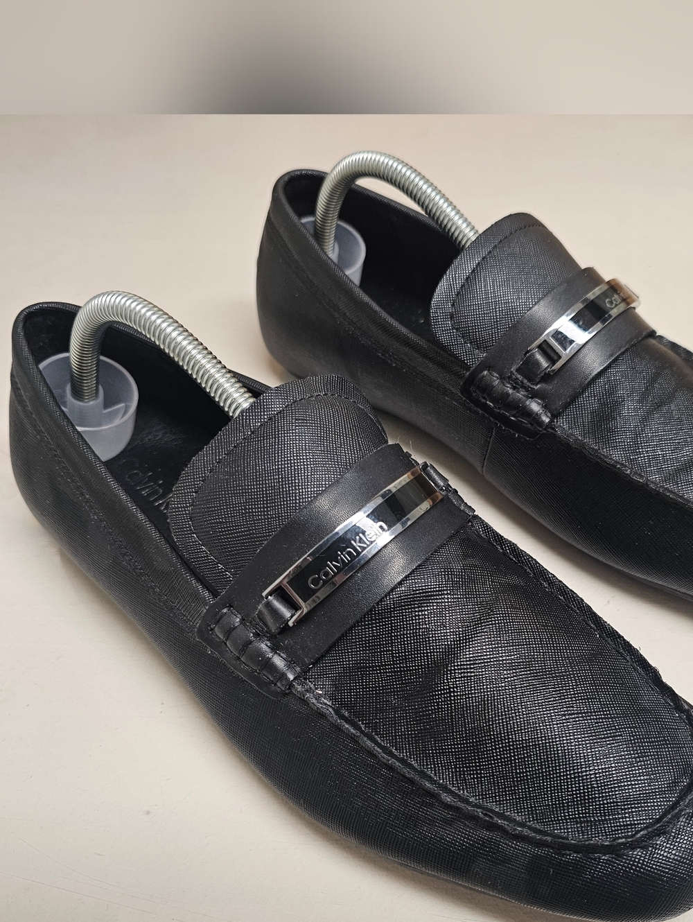Calvin Klein  Loafers Shoes Slip On Size 9.5 Mens Black No Lace Dress Casual